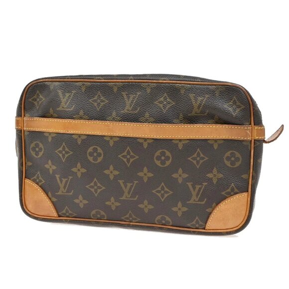 LOUIS VUITTON Compiegne 28 Clutch Hand Bag Monogram Leather Brown M51845 33KA796 - Picture 1 of 16